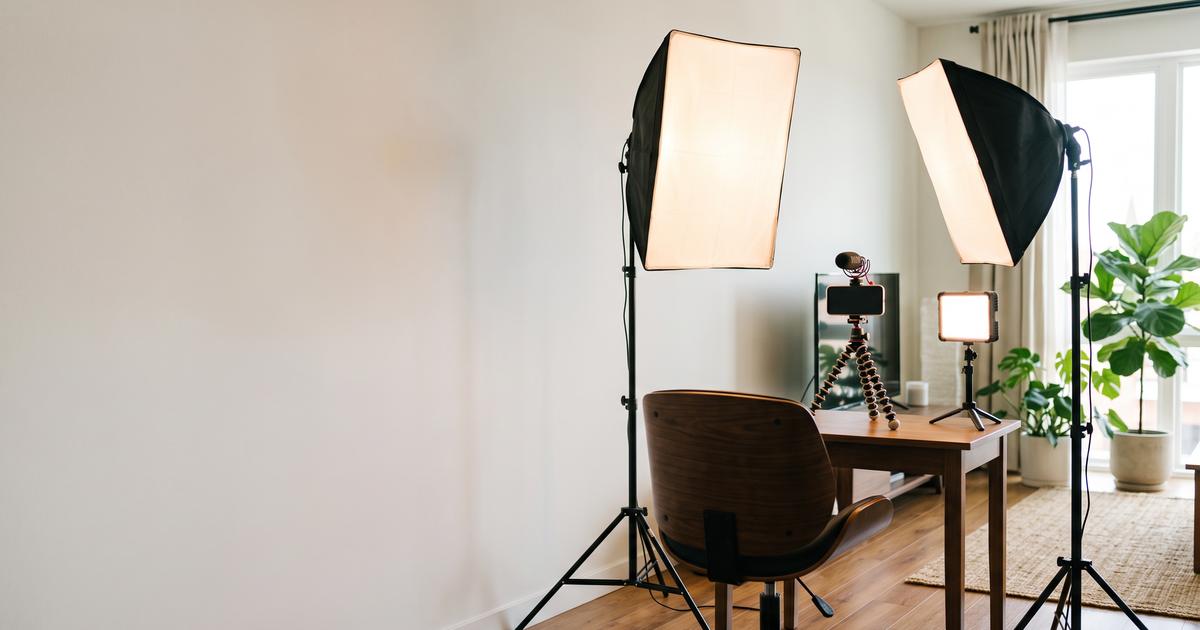Window light falling across a small filming space